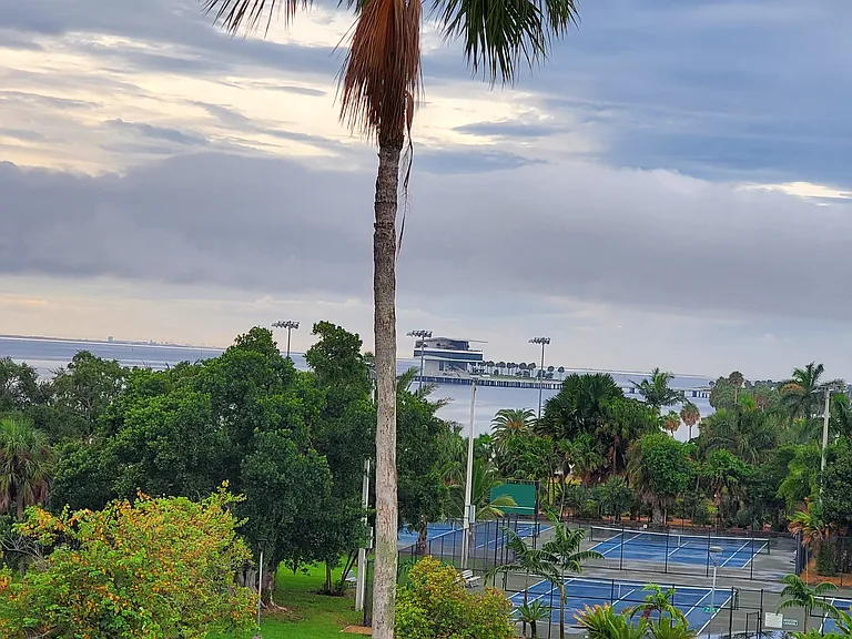View of tennis court and Pier from condo
