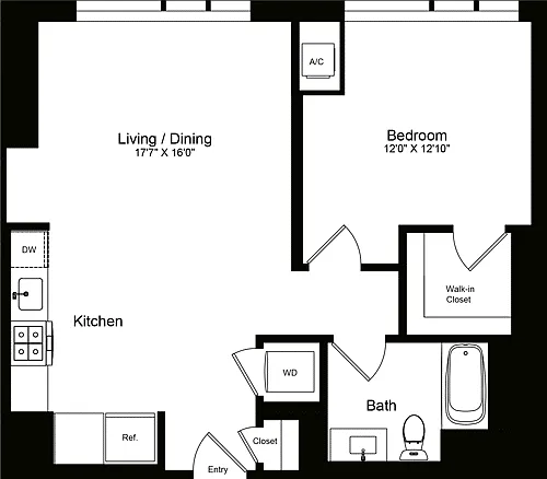Floor plan 1 Bedroom D