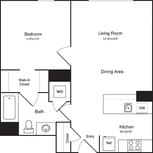 Floor plan 1 Bedroom H