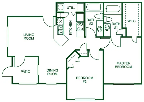 Floor plan Two Bedroom Two Bathroom-B 60