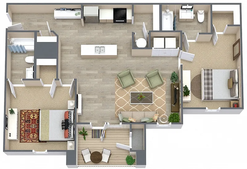 Floor plan 2 Bedroom 2 Bath