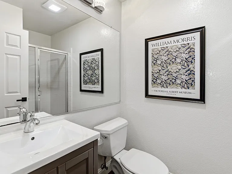 Bright, spotless bathroom with all the essentials for your stay