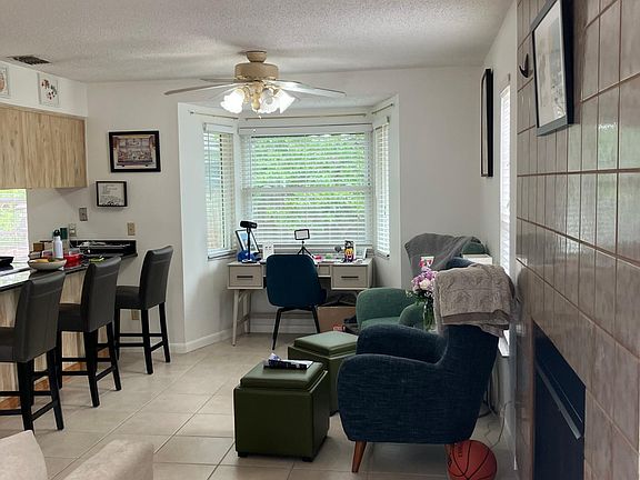 Bay window in dining area.