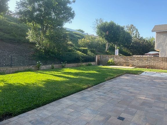 Backyard with new pavers.