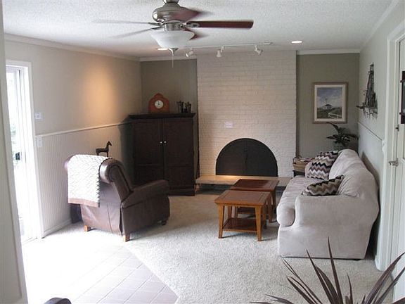 family room with gas fireplace