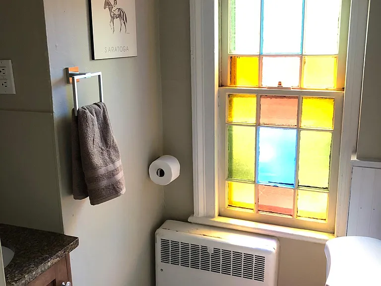 Bathroom - Tub/ Tile Shower/ Stained Glass Window