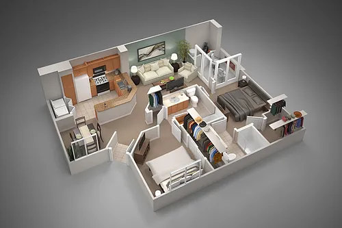 Floor plan Two Bedroom/Two Bath