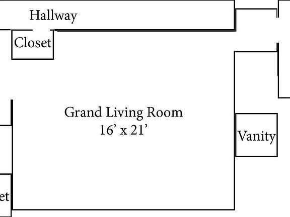 Unit 701 layout. Total 1017 sq ft. Diagram not to scale