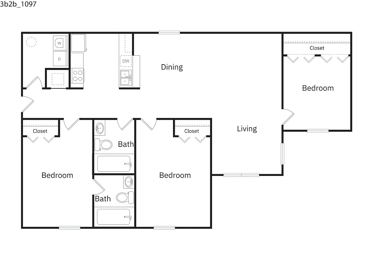 Floor plan C1 - 3 Bedroom 2 Bathroom