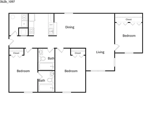 Floor plan C1 - 3 Bedroom 2 Bathroom