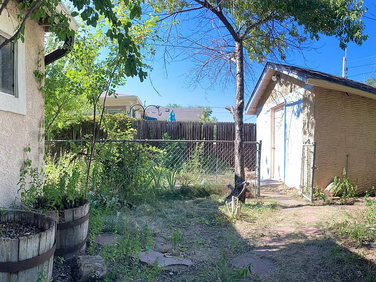 Back yard. Storage area/studio space.