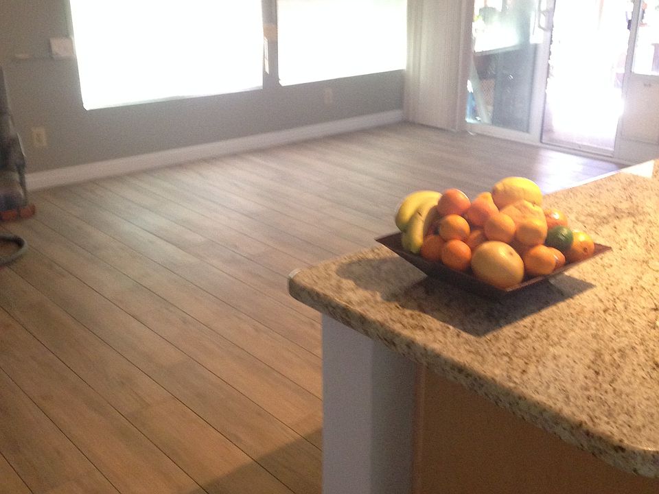 Granite counter & tile floor