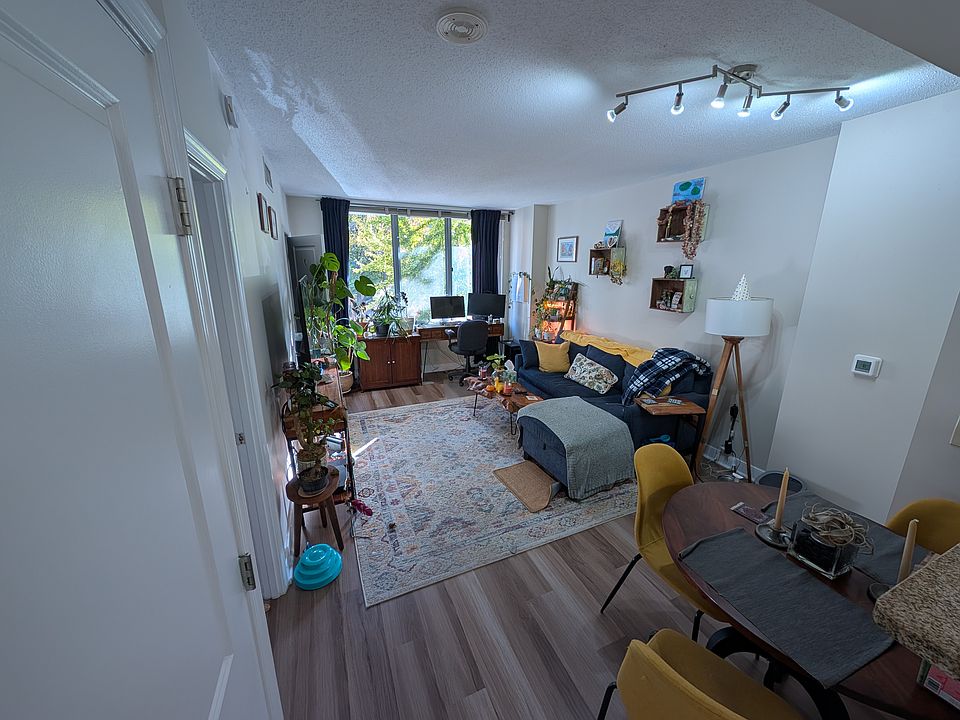 Living/dining area. Laundry via the closed door on the left.