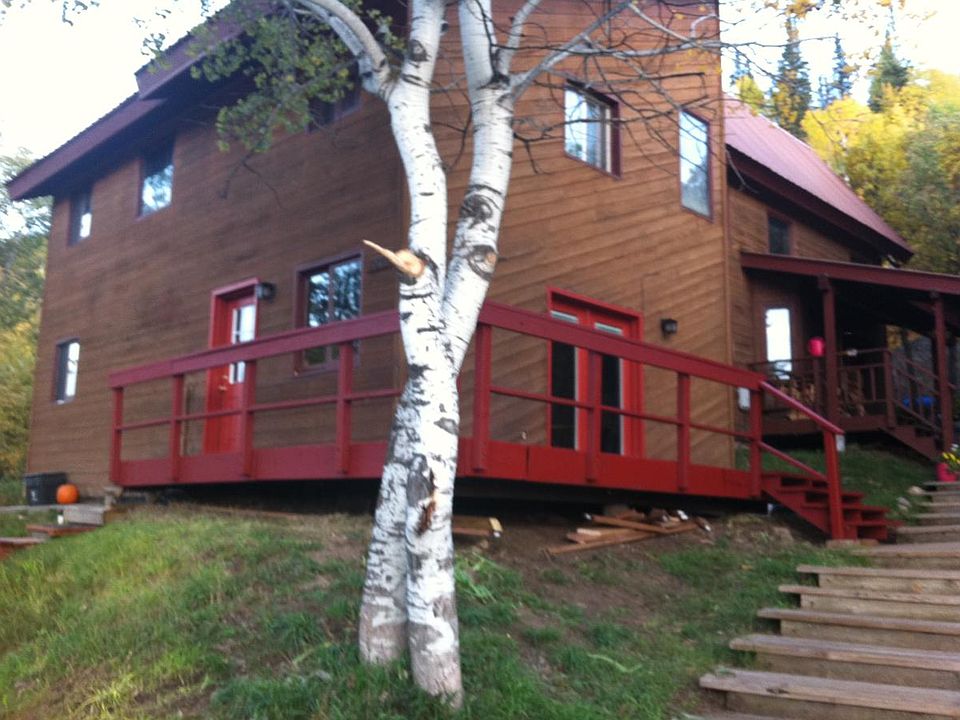 Lower level, double doors on right