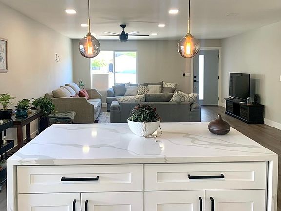 view of living room from kitchen
