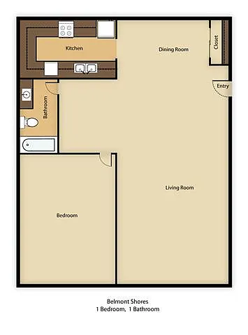 Floor plan 1 Bed 1 Bath