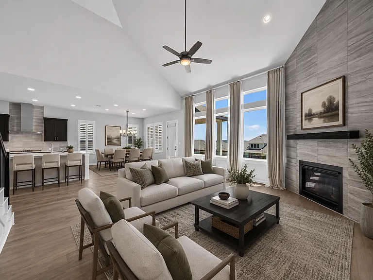 Virtually staged living/dining room