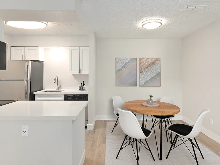 Kitchens features stainless steel appliances and updated cabinetry