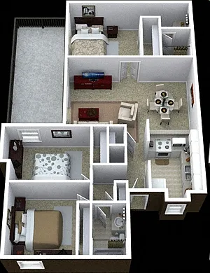 Floor plan Three Bedroom Two Bathroom