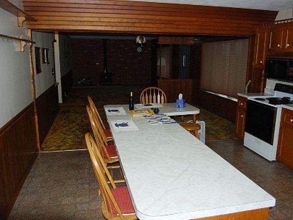 Island in kitchen seats seven