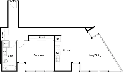 Floor plan 1 Bedroom E