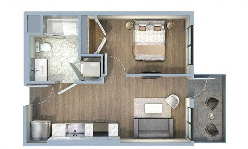 Floor plan 1 Bed/1 Bath-1G