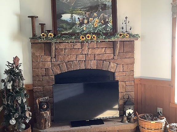 Working wood fireplace.
