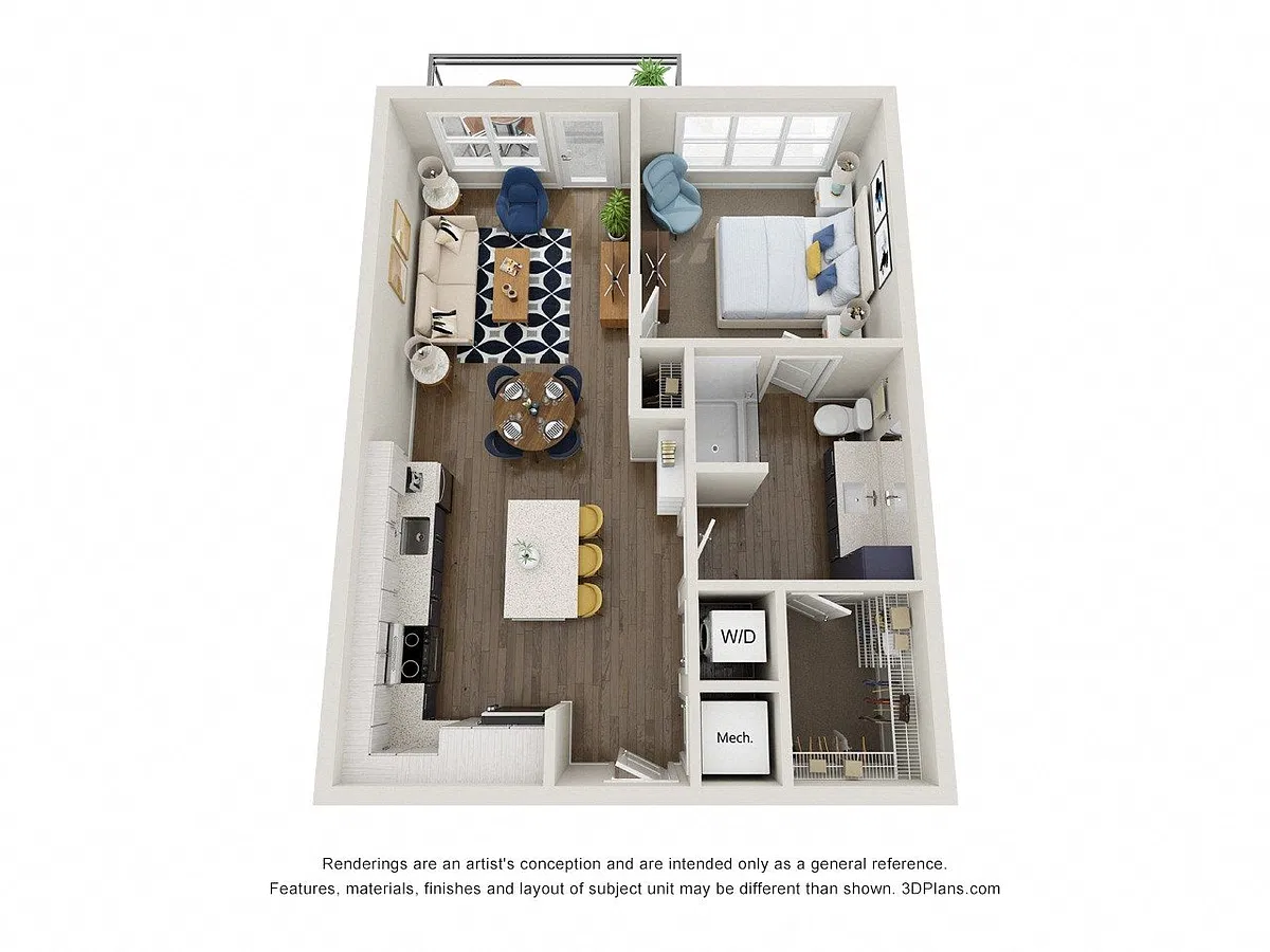 Floor plan A5.3 1x1 744 SF