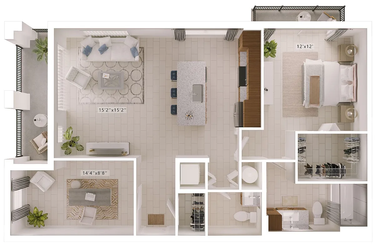 Floor plan Chatham (1 Bed - Den)