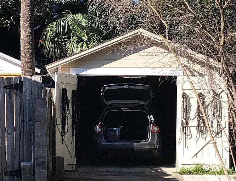 One car garage. Room for storage