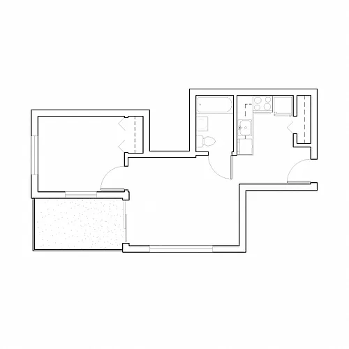 Floor plan Vintage 1 Bedroom B