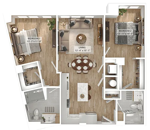 Floor plan 2 Bed/2 Bath-B4