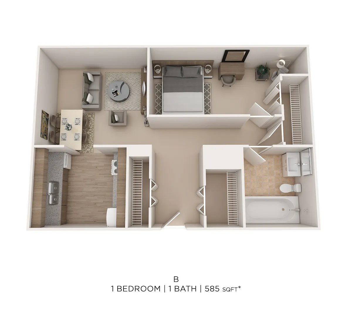 Floor plan One Bedroom - 585 sqft