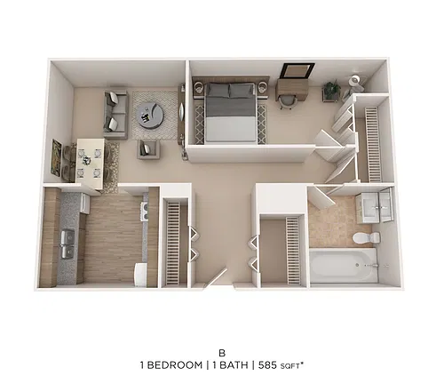 Floor plan One Bedroom - 585 sqft