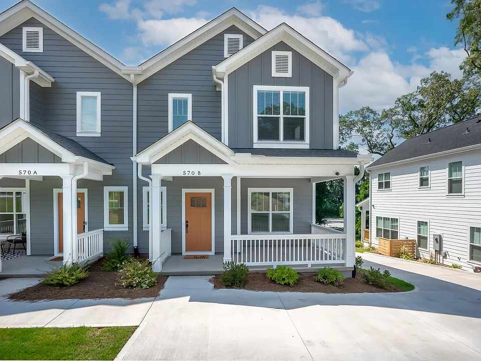 One of two sets of townhouses