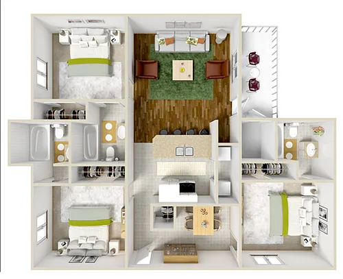 Floor plan 3-3 Apache Furnished