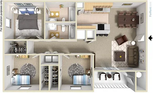Floor plan 3 Bedroom 2 Bath