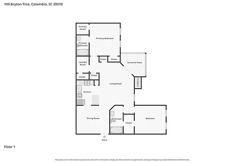 Floor plan 2 Bedroom - Patio