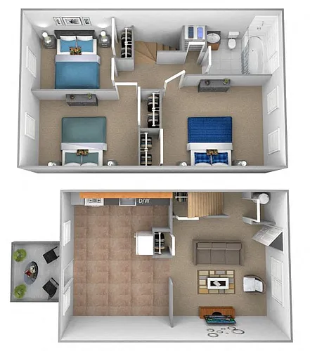 Floor plan 3 Bedroom 1 Bath