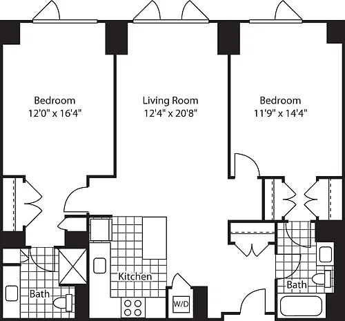 Floor plan 2 Bed (North)- 1295