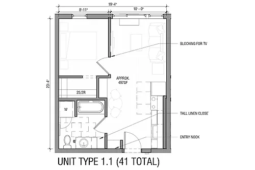 Floor plan 1 Bedroom 1 Bath