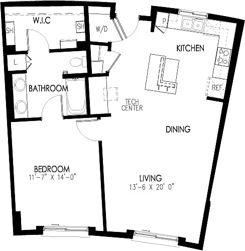 Floor plan One Bedroom 860