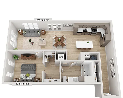 Floor plan One Bedroom A1H
