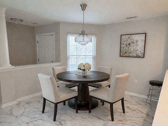 Eat-in kitchen staged