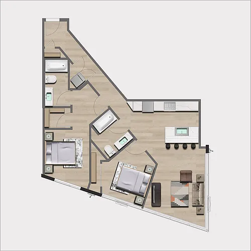 Floor plan 2 Bedroom, 2 Bath B3