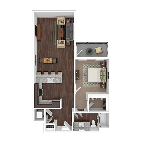 Floor plan 1 Bed 1 Bath (80% AMI)