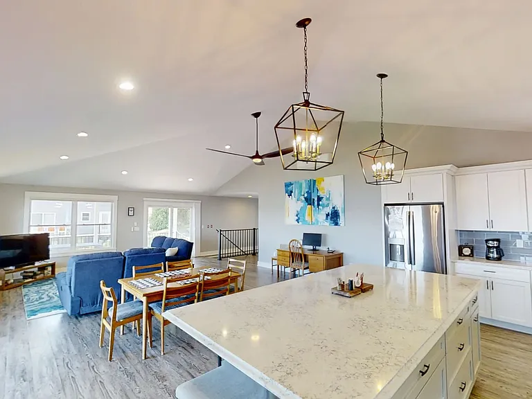 Open kitchen/ dining and living area