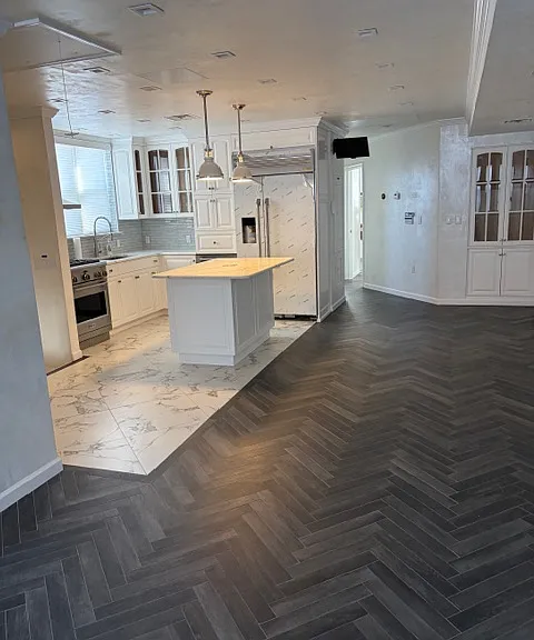 Kitchen island with microwave