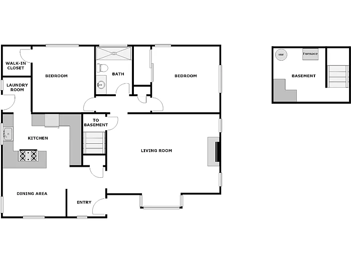 Floor plan 2 Bed / 1 Bath: Type A