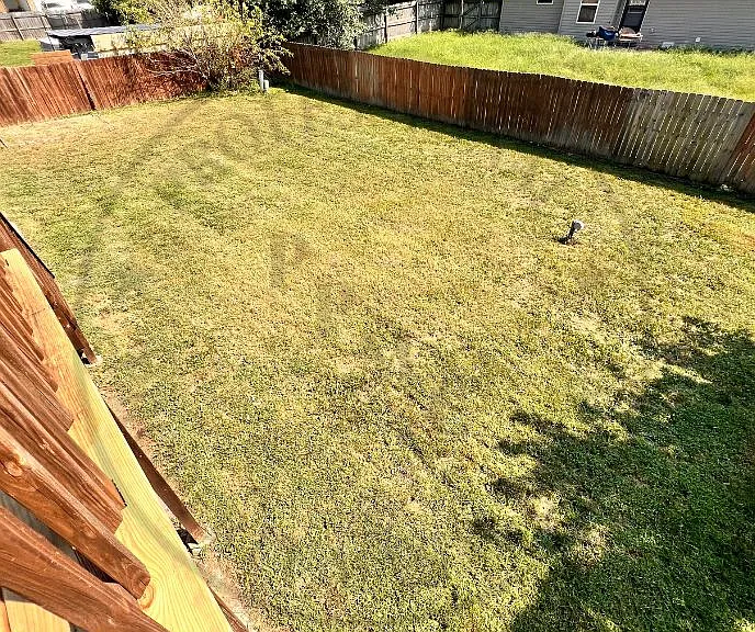Large fenced backyard